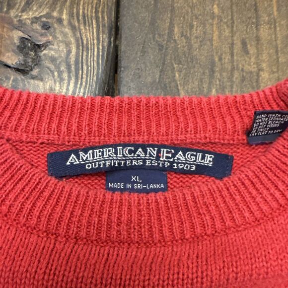 Vintage Men’s American Eagle Red Ramie And Cotton Knit Sweater, Heavy, XL, 90s - Picture 2 of 5